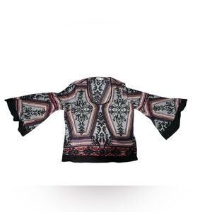 Bisou Bisou Multicolor Patterned Blouse With Bell Sleeves In Women’s Size XL